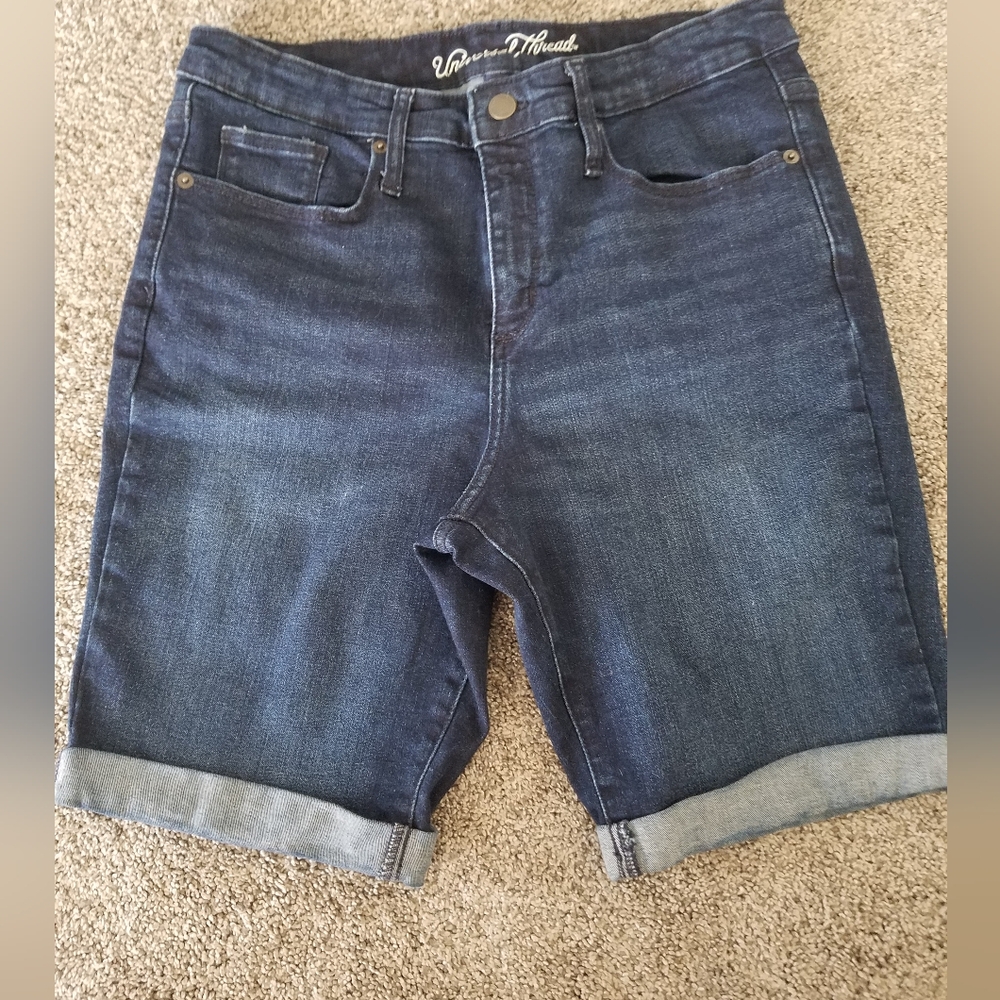 Universal Thread High Rise Bermuda Jean Shorts - Dark Blue